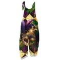 thumbnail image 3 of Fgvctg Mardi Gras Womens Jumpsuit Wide Leg Pant Comfy Mask Print Overall Sleeveless Romper Carnival Party Spaghetti Straps Jumpsuits Loose Bib Overalls Sprimg Clothes With Pockets Black XL, 3 of 3
