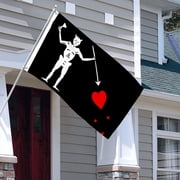 Aihccy Pirate of Blackbeard (Edward Teach) Flag with Brass Grommets Size - 3x5Ft