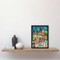 thumbnail image 2 of Town Market Square Afternoon Shoppers Folk Art Watercolour Painting Artwork Framed Wall Art Print A4, 2 of 4