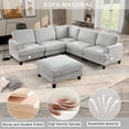 thumbnail image 5 of U-Shaped Oversized Modular Sectional Sofa Couch with Movable Ottoman,Chenille Upholstered L/U 6 Seaters Free Combined Corner Sofa&Couch Convertible Spacious Sleeper Sofabed for Living Room, 5 of 12