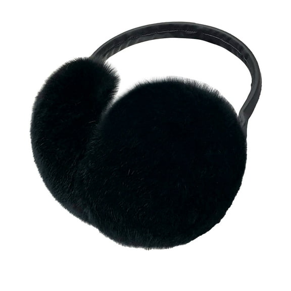 CYSFASHION Ear Muffs for Women Plush Soft Fluffy Cover Adjustable Foldable Warmers Furry Earmuffs Black