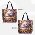 thumbnail image 2 of Pofeuu Warm Sunflower Sleeping Cat Print Tote Bag for Women,Hobo HandBags with Zipper,Large Capacity Casual Shoulder Handbags with Inner Pockets, 2 of 7