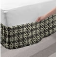 thumbnail image 2 of Ethnic Bed Skirt, Continuous Pattern with Tile Like Bicolour Squares Symmetric Folk Print, Elastic Bedskirt Dust Ruffle Wrap Around for Bedding Decor, 4 Sizes, Dark Grey and Eggshell, by Ambesonne, 2 of 2