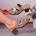 thumbnail image 6 of Censtreet Heeled Sandals for Women，Sandals 2025 Chunky Heels Summer Shoes Slip On Dress Slip, 6 of 9