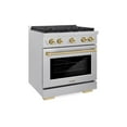 thumbnail image 3 of ZLINE Autograph 30" 4.2 cu. ft. Paramount Dual Fuel Range with 4 Burners in DuraSnowÂ® Stainless Steel with Champagne Bronze Accents, SDRSZ-30-CB, 3 of 9