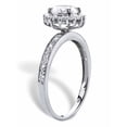 thumbnail image 2 of PalmBeach Jewelry Round Created White Sapphire and Diamond Accent Halo Engagement Ring 1.86 TCW in Platinum-plated Sterling Silver, 2 of 5