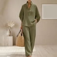 thumbnail image 3 of Breezora Women's Summer Casual Knit 2 Piece Outfit Batwing Sleeve Stand Collar Blouse Wide Leg Pants Loose Fit Set, 3 of 7