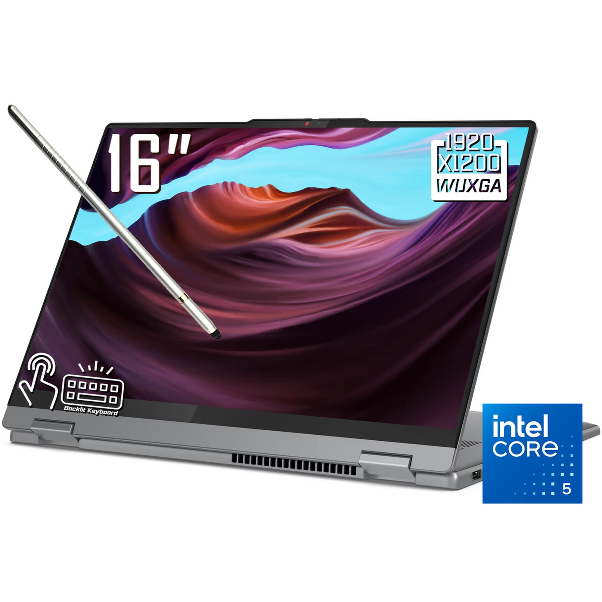 Lenovo IdeaPad 5i 2-in-1 Laptop, 16" FHD+ 1920 x 1200 IPS LCD Touchscreen, Intel Core 5 120U, WiFi 6, 1080p Webcam, Backlit Keyboard, Win11 Home (16GB DDR5 RAM | 512GB SSD)