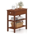 thumbnail image 6 of Demi Bonn 3-Tier Narrow End Table, Pull-Out Drawer, Solid Rubber Wood Legs, Brown, 6 of 7