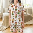 thumbnail image 2 of Lotusprinthandmade Yorkshire Terrier Dog Christmas All-over Print Satin Short-Sleeve Pajamas Set (No Pocket) (XL), yorkshire terrier dog pajamas, yorkie dog christmas sleepwear, 2 of 7