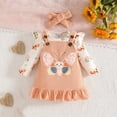 thumbnail image 4 of Baby Girl Clothes Cute Outfits Long Sleeve Romper Overall Skirt Dress Headband 3PCS Newborn Outfit Beige 12-18 Months, 4 of 7