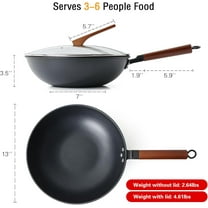 Nonstick Wok with Lid, 13 Inch Carbon Steel Stir Fry Pan for Induction, Electric & Gas Stoves