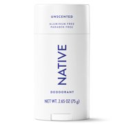 Native Fragrance Free Deodorant For Men & Women, 72 Hour Solid Deodorant Stick, Unscented, 2.65oz
