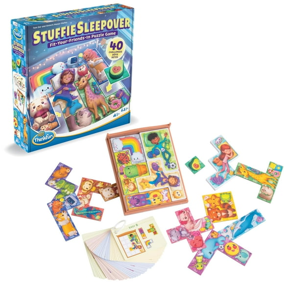 Juego de lógica ThinkFun Stuffie Sleepover 40 Challenges para niños mayores de 5 años