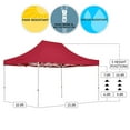 thumbnail image 3 of Red 10x15 Pop Up Canopy Tent - Durable Aluminum Frame with Water-Resistant Polyester Fabric Top - Sturdy Wheeled Canopy Bag and Stake Kit Included (5 Color Options), 3 of 7