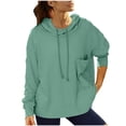 thumbnail image 2 of Women's Cowl Neck Hoodies, Casual Long Sleeve Loose Pullover Tops Drawstring Hooded Sweatshirt Mint Green M, 2 of 7