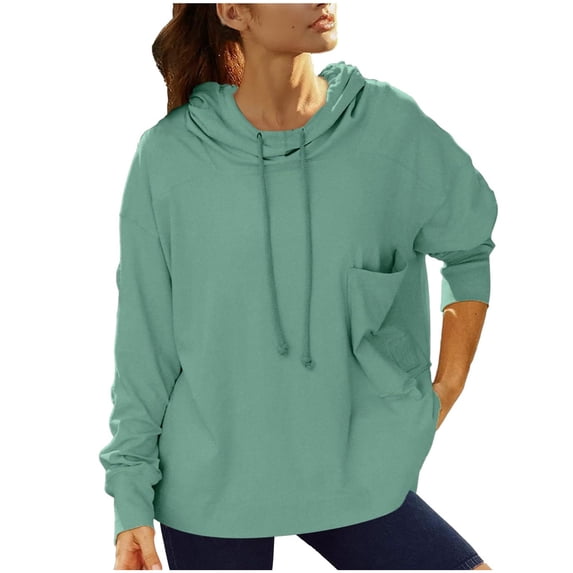 Up to 65% off!Oversize Hoodies for Women Pullover Fashion Casual SolidLong Sleeve Blouse Pullover Hoodies Sweateshirts