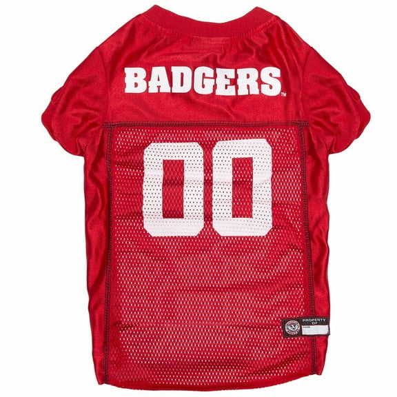 Pets First Collegiate Wisconsin Badgers Football/Basketball Mesh Jersey for Pet Dog. available in 40  Teams - Medium
