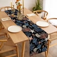 thumbnail image 3 of Table Runner 72 Inches Long for Kitchen Dining, Black Blue Coastal Dresser Scarf Farmhouse, Dining Table Decorations for Wedding/Parties, Summer Beach Coral Shell Starfish Seahorse 14 x 72 In, 3 of 8