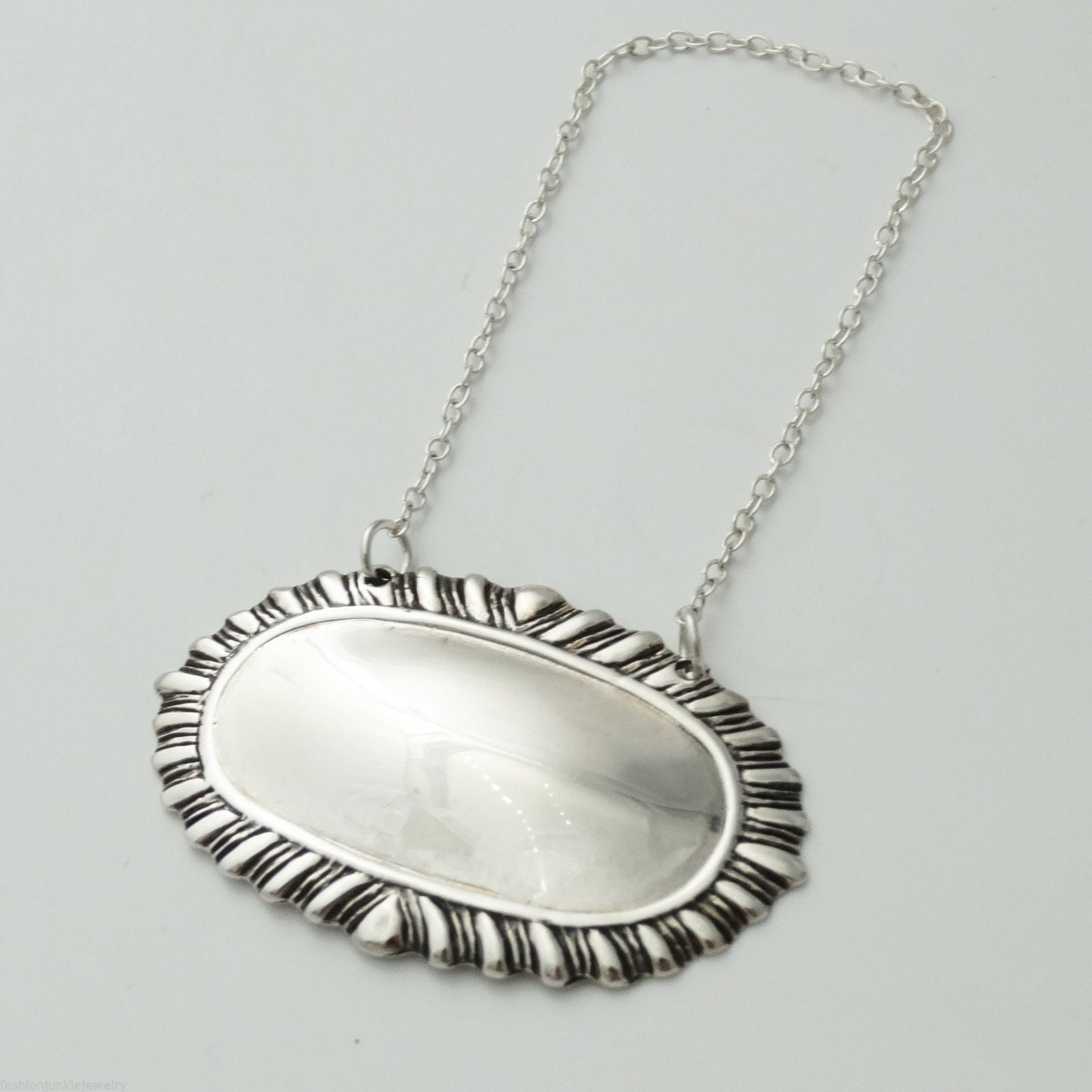 OVAL ORNATE STERLING SILVER LIQUOR 'BLANK' TAG NEW LAST ONES 