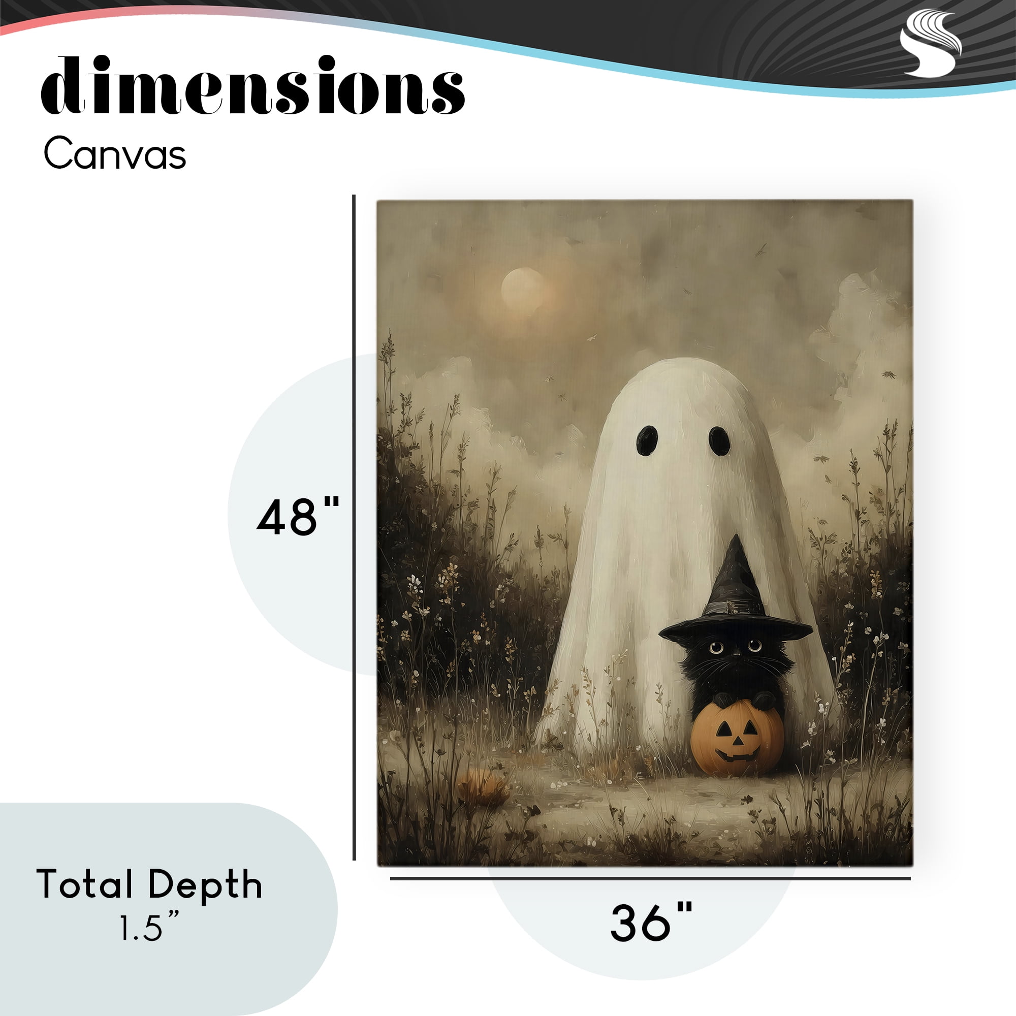 Ghost with Black Kitten Canvas Wall Art, design by Arlington Prints
