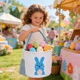 thumbnail image 5 of QuanTara Easter Bunny Canvas Tote Bag 9.84x7.87in - Blue Rabbit Egg Print Hand Basket, Reusable Storage & Shopping Bag, Festive Holiday Decor, Easter Egg Hunt & Gift Bag, Lightweight Carryall, 5 of 6