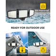 thumbnail image 5 of Luces de inundación solares para exteriores, luces de seguridad activadas por movimiento, panel solar separado, 3 cabezales ajustables, ángulo de iluminación amplio de 270°, lámpara de pared, 5 of 5