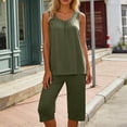 thumbnail image 2 of Bovxnpu Women's Pajamas Set 2 Piece Loungewear Set Ruffled Tank Pajama Elastic Waist Capris Loungewear Sleepwear Set Sleepwear, 2 of 8
