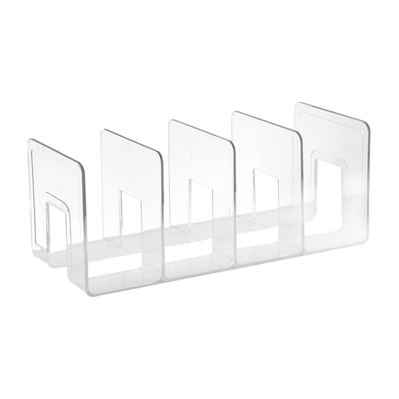 flameer 4 Compartment Book Storage Rack Acrylic Bookends Bookshelf Dividers for Bookcase Clear