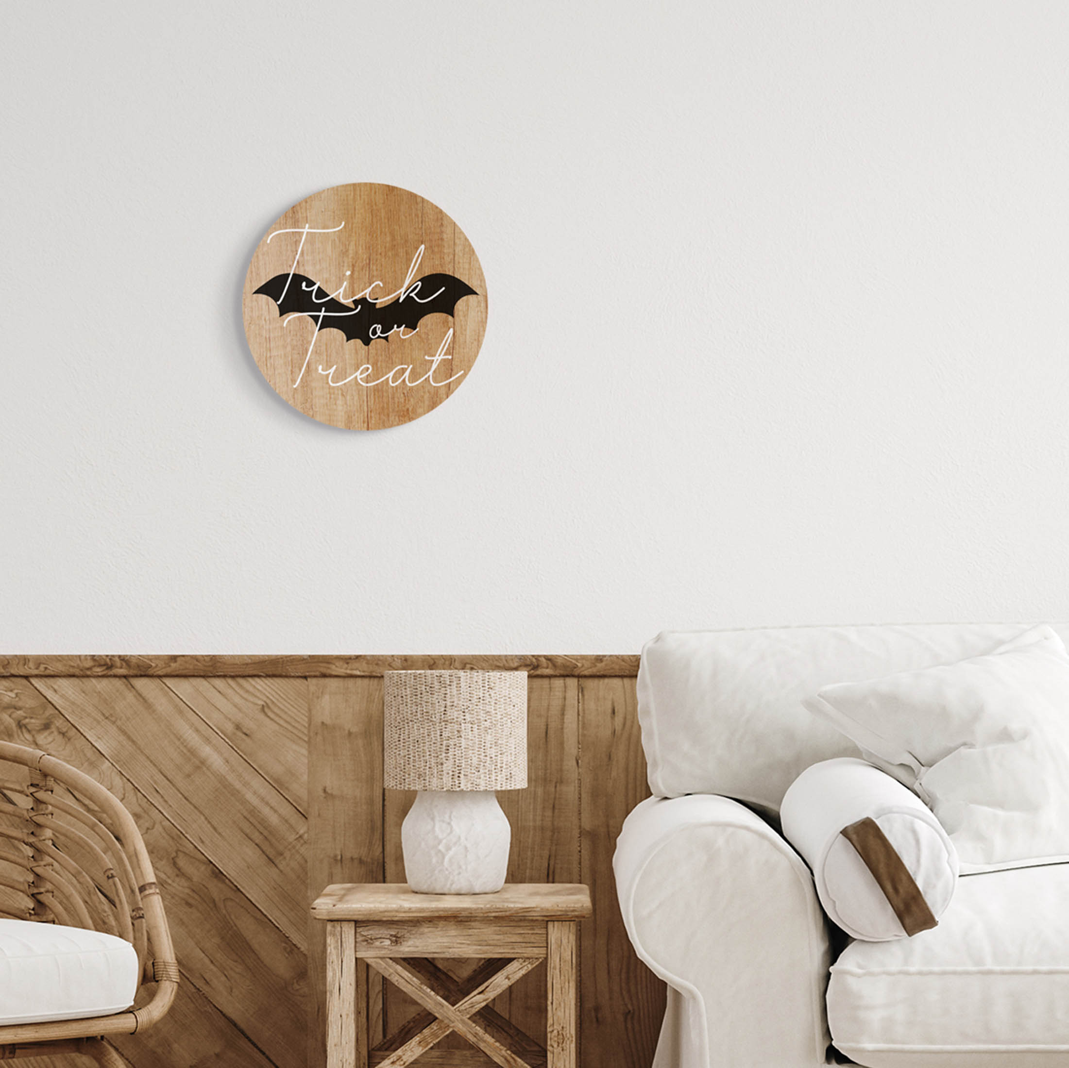 Stupell Industries Rustic Trick Or Treat Phrase Graphic Art Unframed Art Print Wall Art, Design by Lil' Rue