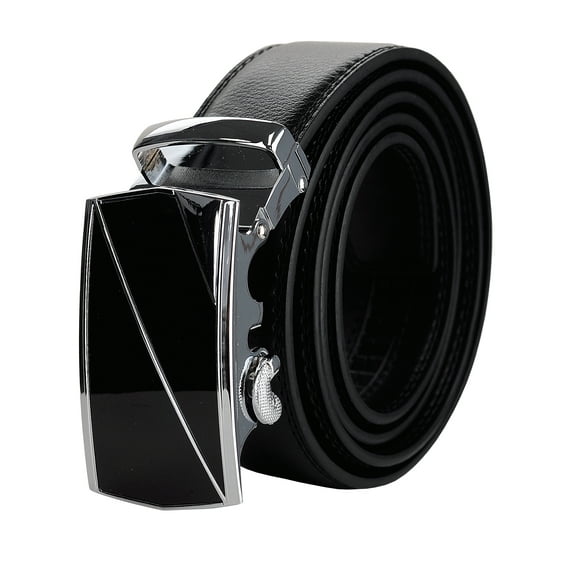 NYFASHION101 Men's Genuine Leather Ratchet Dress Trim to Fit Belt with Automatic Buckle, DH6622, Black, X-Large