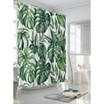 thumbnail image 3 of Tropical Botanical Shower Curtain, Nature Palm Leaf Monstera Bathroom Decor Curtains Set with Hooks, Green Waterproof Fabric Home Accessories， 66 X 72 Inch Long, 3 of 6