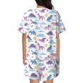 thumbnail image 3 of Qekee Dinosaur Women's Pajama Set Short Sleeve Sleepwear Summer Home Wear with Pockets Soft Short Sleeve Shirt - Dinosaur, 3 of 9