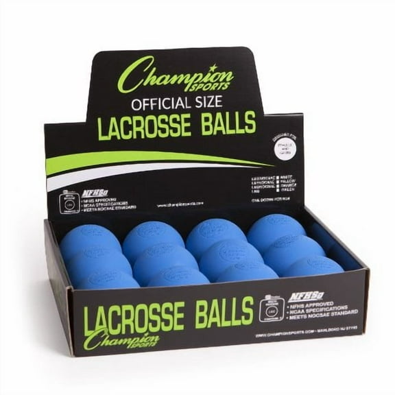 Champion Sports 12 Pack Official Rubber Lacrosse Balls, Blue