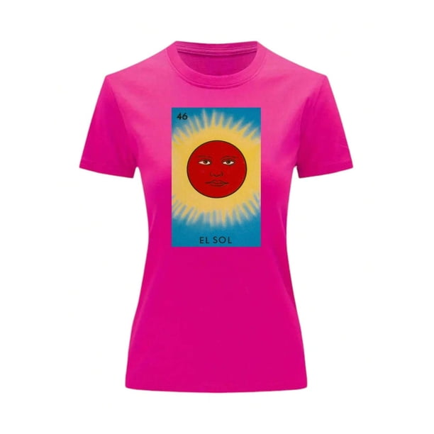 Playera Unisex El Sol De La Loteria Mexicana Color Fucsia Talla Mediana Marca Emil SaEs