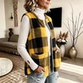 thumbnail image 5 of Kinrui Women's Plaid Fleece Vests Tops Zip Up Collarless Sleeveless Fall Jacket Lightweight Fuzzy Outerwear with Pockects Yellow XXL, 5 of 6