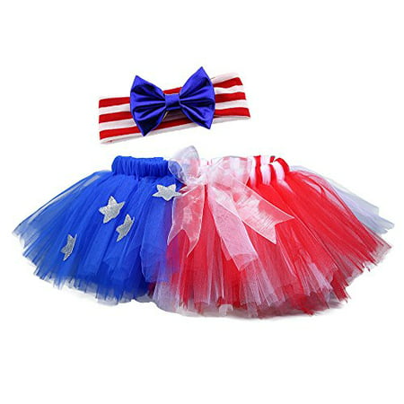 Tutu Dreams American Flag Dress up Costume for Girls Red Blue Tutu Skirts National Holiday (8 for 7-8Y, Patriotic)