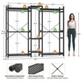 thumbnail image 5 of Homieasy Bamboo Closet System Clothes Rack, Large Freestanding Garment Rack Clothing Rack for Hanging Clothes with 7 Storage Shelves and 5 Rods, Open Wardrobe Organizer with 4 Hooks, Black, 5 of 7