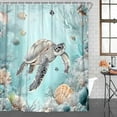 thumbnail image 2 of Blue Green Ocean Shower Curtain, Sea Turtle Shower Curtain Summer Ocean Shower Curtain Set Decor, Ocean Coastal Shower Curtain Waterproof Blue Sea Bathroom Sets with 12 Hooks, Blue,70X75 Inch, 2 of 6