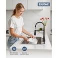 thumbnail image 2 of DAYONE Two Handles Kitchen Faucet with Pull Down Sprayer and Soap Dispenser, Spring Matte Black Pull Out Kitchen Sink Faucet for 3/4 Holes Sink, High Arc Stainless Steel Faucet for Kitchen Bar RV, 2 of 7