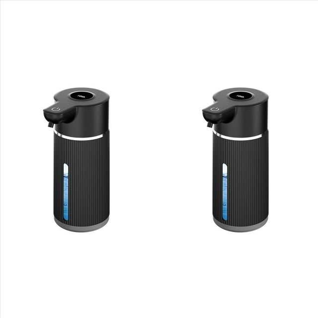 2X Dispensador Automático de Jabón Espumoso de 420 Ml con Sensor Infrarrojo de 4 Velocidades, Recargable por USB, Montado en la Pared, IPX6, Color Negro