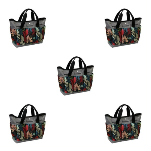 Ruiboury Cloth Durable Multi-Pocket Tool Bag For Organized Tool Storage Gardening Tool Bag Tool Storage Bag Grey flower color 5Set