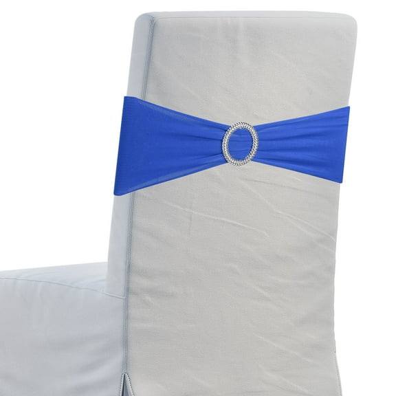 10Pcs Chair Sashes Chair Bow, 350x130mm Polyester Stretch Band with Buckle Slider for Banquet Party Wedding Party Events (Blue)
