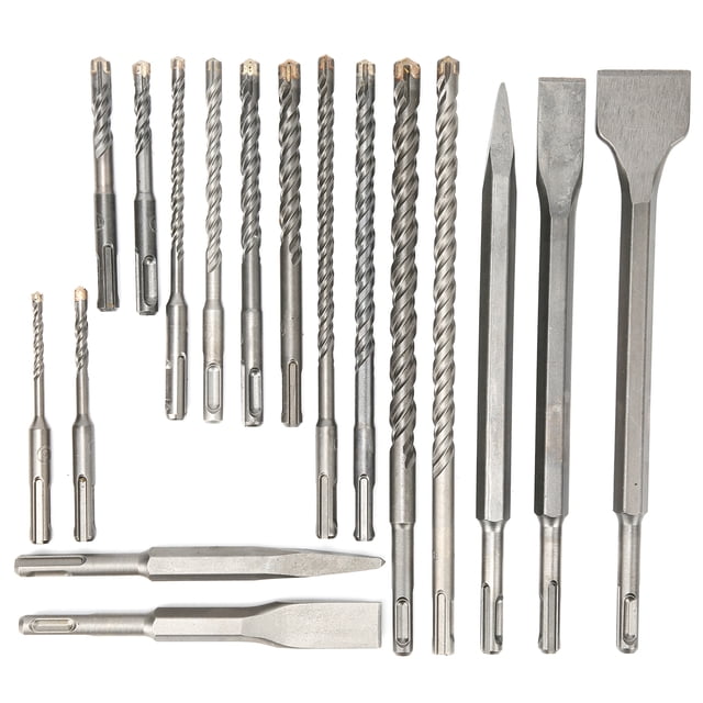 Juego de Cinceles de Martillo Juego de Taladros de 17 Piezas Juego de Taladros de Hormigón en Estuche de Plástico Juego de Cinceles para Trabajos Estándar en Hormigón ANGGREK Otros