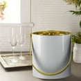 thumbnail image 3 of Double Wall Stainless Steel 1.5 QT Ice Bucket With Lid, Keeps Ice Cold & Dry, Home Bar, Chilling Beer, Champagne, Wine Bottle, White 1.5 QT Ice Bucket with Polished Gold Arch Handle and lid, 3 of 4