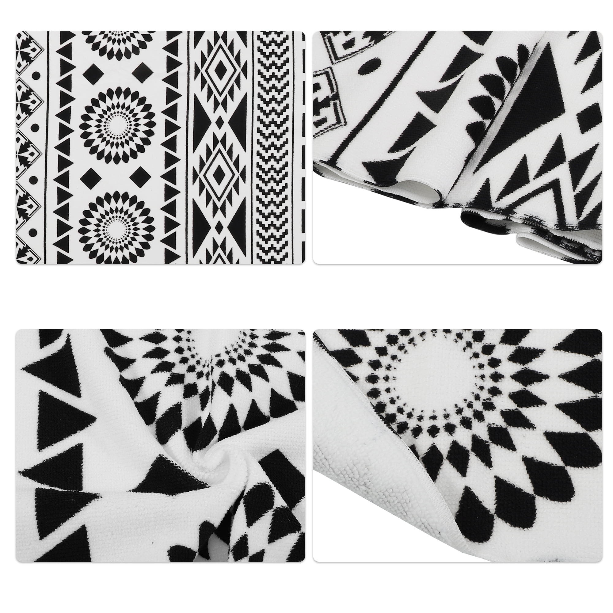 Unique Bargains Soft Absorbent Beach Towel Geometry Pattern Black White 59"x30" 1 Pc