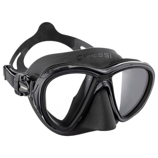 Visor Máscara Adulto CRESSI Quantum Negro Dos Lentes Transparentes Bajo Volumen Antiempañante