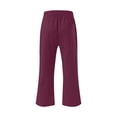 thumbnail image 4 of WWV Capri Pants for Men Mens Cropped Pants Pocket Drawstring Elastic Waist Trousers Solid Color Fashion Relaxed Fit Going out Pants Wine M, 4 of 5