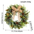 thumbnail image 2 of Elainilye Christmas Linen Bow Light Up Wreath for Door Decor, 18 inch Pine Cones Wreath for Shop Window and Home, Holiday Lighted Wreath for Indoor and Outdoor, 2 of 9