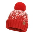 thumbnail image 4 of XIAOCHA Women’S Pom‑Pom Beanie，Knit‑Rib Fall‑Winter Outdoor Toque,Wine, 4 of 4